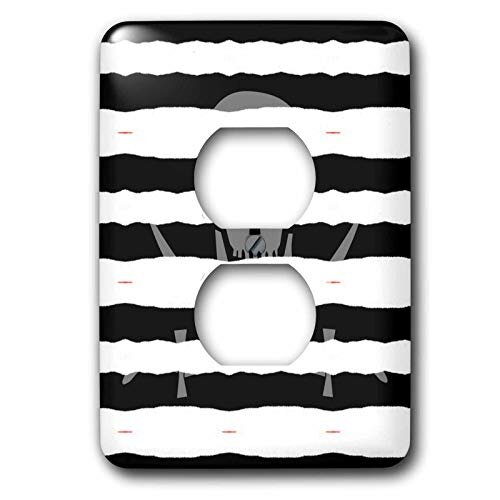 3dRose lsp_33717_6 Pirate Skull and Crossbones Black and White Stripes Design Outlet Cover